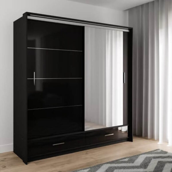 Marsylia 208cm Mirror Sliding Door Wardrobe - Image 2