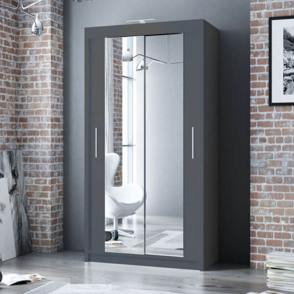 Black Berlin 100cm Wide Mirror Sliding Wardrobe - Image 3
