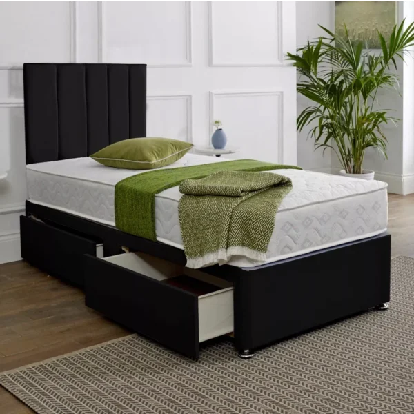 Single Divan Bed with Mattress and Headboard Included - Image 3