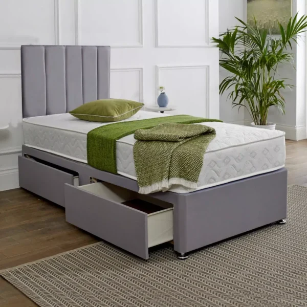 Single Divan Bed with Mattress and Headboard Included - Image 4