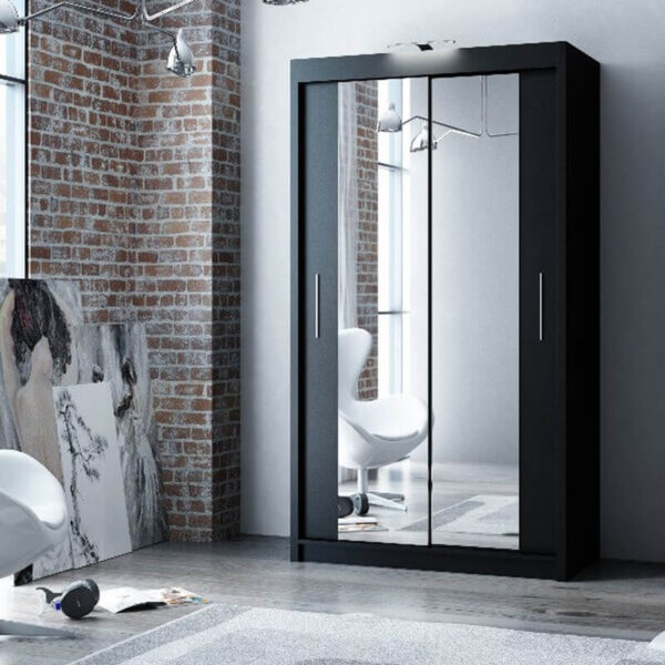 Grey Berlin 120cm Wide Mirror Sliding Wardrobe - Image 2