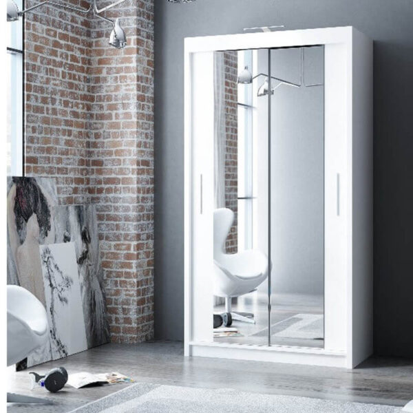 Grey Berlin 120cm Wide Mirror Sliding Wardrobe - Image 3