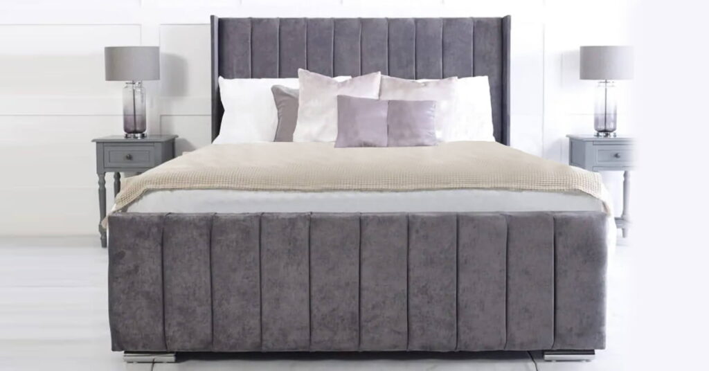 Plush Velvet Royal Wingback Bed