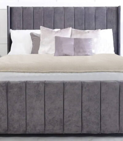 Plush Velvet Royal Wingback Bed