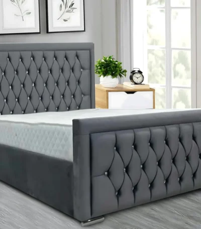 Plush Velvet Hilton Bed Frame
