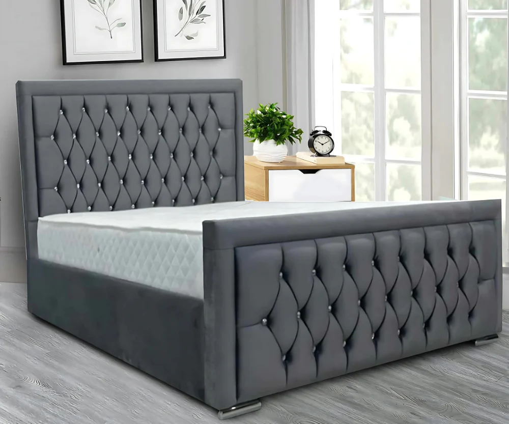 Plush Velvet Hilton Bed Frame