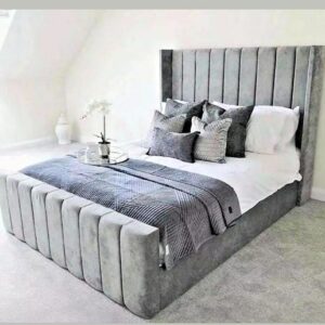 Plush Velvet Royal Wingback Bed