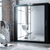 Black Berlin 203cm Wide Mirror Sliding Wardrobe