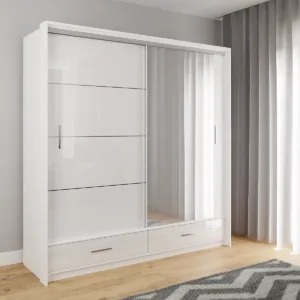 Marsylia Grey Mirror Sliding Door Wardrobe