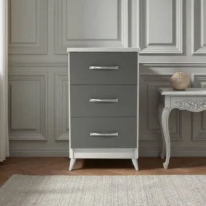 Fully Assembled Grey and White Bedside Table – Two-Tone Nightstand